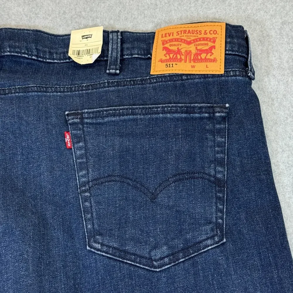 Levi's 511 Slim Stretch Denim Shorts Dark Blue Raw Hem Men's 46 ** READ **